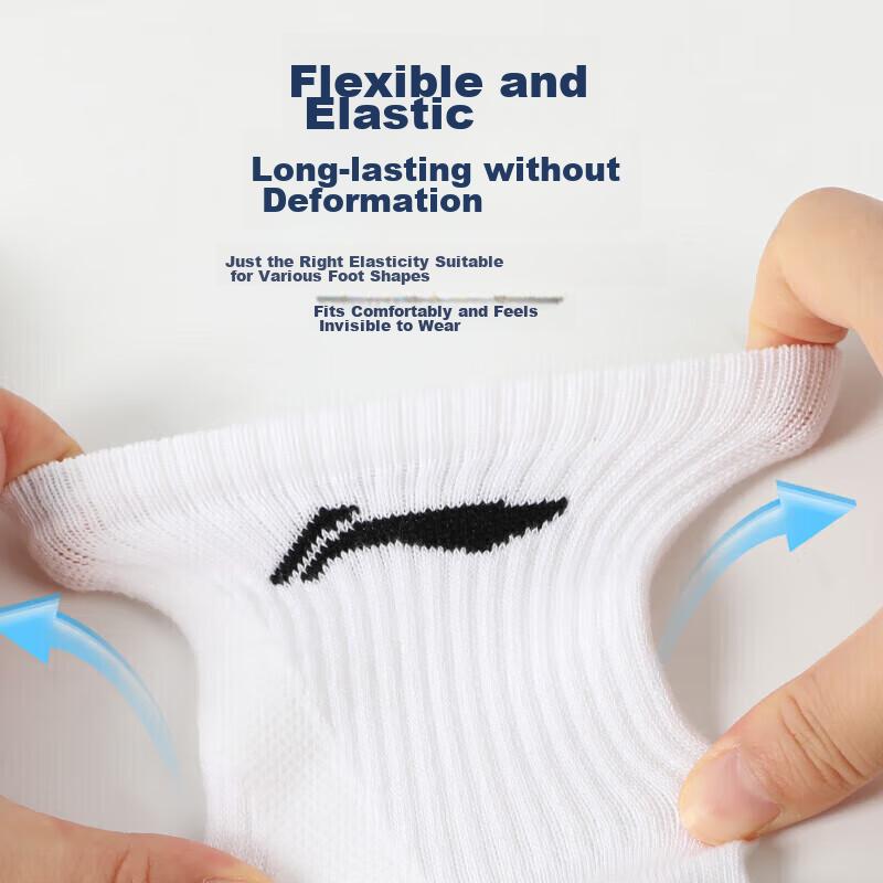 Li-Ning (LI-NING) Men's Sports Socks (3 Pairs), Running And Basketball Socks, Sweat-Absorbing, Anti-Slip, Breathable, Casual Socks for Men And Wome