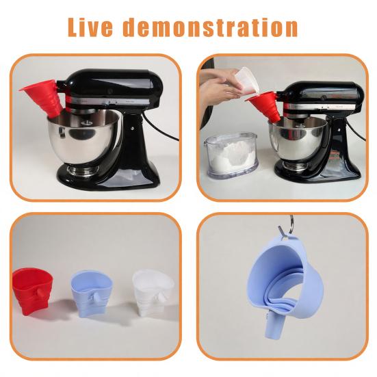 Yousheng Воронка для муки для миксера KitchenAid Силиконовая насадка-воронка для миксера KitchenAid Artisan KSM150 5-Quart Складная, для выпечки без беспорядка
