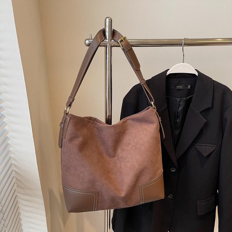 Повседневная сумка-тоут из замши большой вместимости для поездок на работу, женская новая универсальная сумка через плечо, сумка-мешок