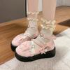 Comemore Sweet Girls Lolita Flat Platform Female Students Lace Bowknots Cute New Buckle Casual Girls Mary Janes  Shoes