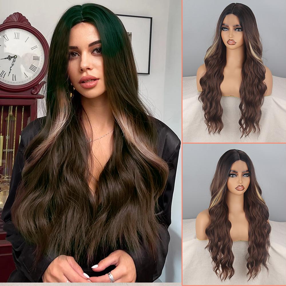 LISI HAIR Женский натуральный черный волнистый парик без челки, синтетическое волокно, натуральный волнистый парик спереди, косплей, повседневная одежда
