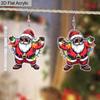 2D Flat Christmas Festival Colorful String of Lights Santa Painting Earring Claus for Christmas Jewelry for Women Female