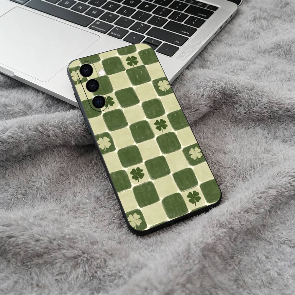 Свежий чехол-шахматка из мягкого силикона для Samsung Galaxy A73/A71/A72/A70/A53/A52/A51 - Черный