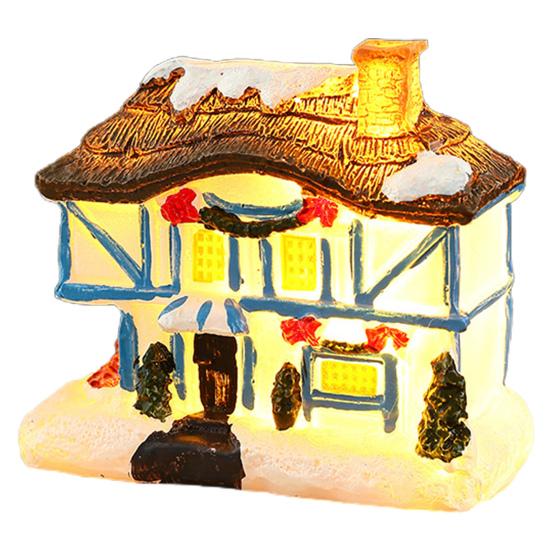 Рождественский орнамент дома Микро-пейзаж Смола светящийся орнамент снежного домика для праздничного украшения домашнего стола