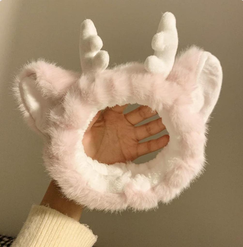 Бордовый плюшевый ободок с рогами дракона - Мультяшные рога для умывания и веселых выступлений