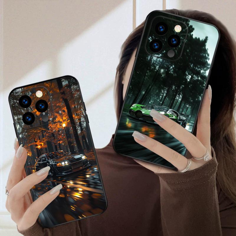 Машина в дождь Для iPhone 16 E 15 P ro 14 13 Plus 12 mini 11 Pro Max XR Xs M ax X 7 8 6 6S 2022 16E силиконовый мягкий чехол для телефона