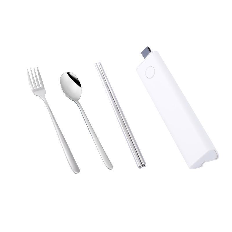 Ложка из нержавеющей стали 304, вилка, палочки для еды, набор столовых приборов, портативный набор посуды, посуда для обеда с коробкой, дорожные кухонные аксессуары