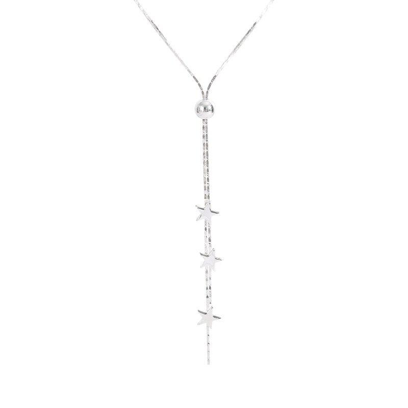925 Sterling Silver Tassel Star Charm Pendent Necklace for Women Girls Party Jewelry Choker Collar Dz300