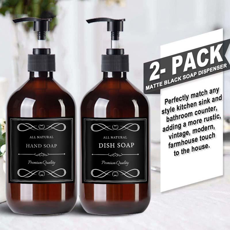 500 мл 2 упаковки ПЭТ-бутылки с дозатором-насосом Бутылка-дозатор для мыла Шампунь-лосьон Бутылка-насос для душа Контейнер для жидкости с 6 водонепроницаемыми этикетками