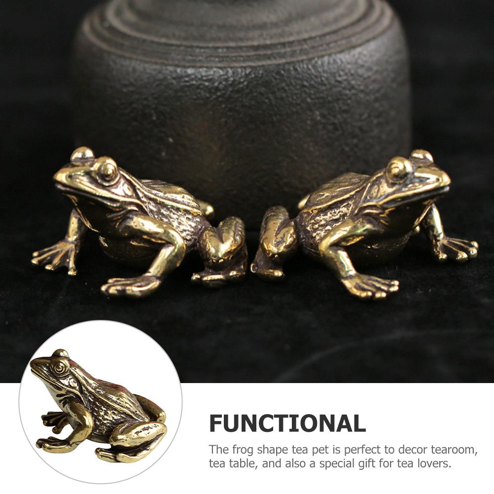 Мини Статуэтка Лягушки Ретро Латунь Массивная Настольное Декоративное Украшение Крошечный Классический Пруд Сад