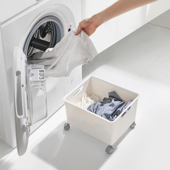 Large Capacity Storage Box with Roller Laundry Basket Wheeled Storage Bin for Clothes Fitness Equipment Snack Toy Office Organizer Box