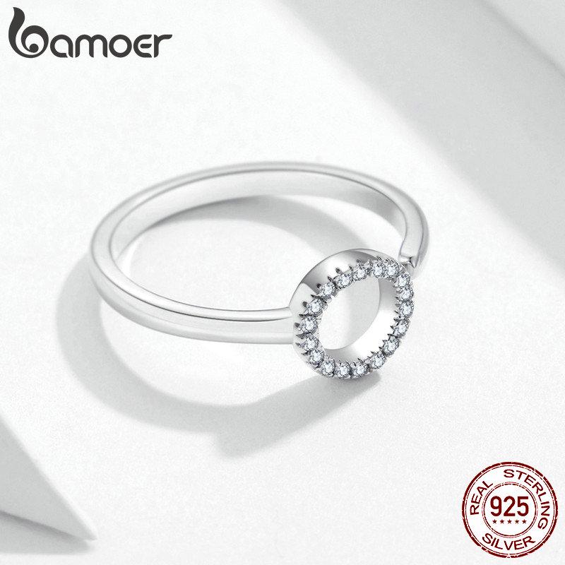 BAMOER 925 Sterling Silver The First Meet Finger Ring Women Adjustable Ring Jewelry Gift