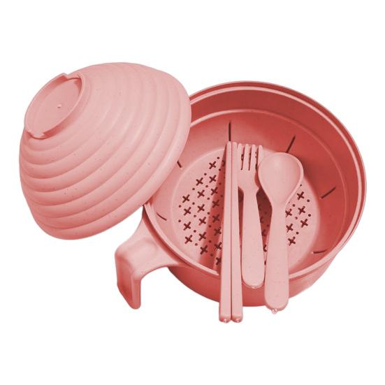 Microwave Ramen Cooker Bowl Set with Chopsticks Noodle Bowl Microwavable Fast Ramen Pot for College Students BPA-Free Heat-Resistant Handles