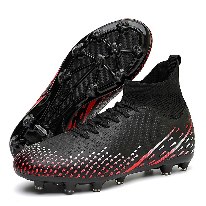 Fashion Men Football Boots Long Spikes High Ankle Soccer Shoes AG/TF Kids Outdoor Grass Cleats Soccer Boots Training Sport Football Shoes