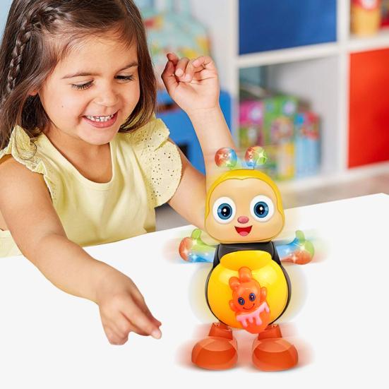 Электрическая поющая танцующая игрушка-пчела с музыкой, светодиодной подсветкой, интерактивная вибрирующая игрушка-пчела для малышей, мальчиков, девочек, детская образовательная мультяшная игрушка-животное, музыкальная игрушка