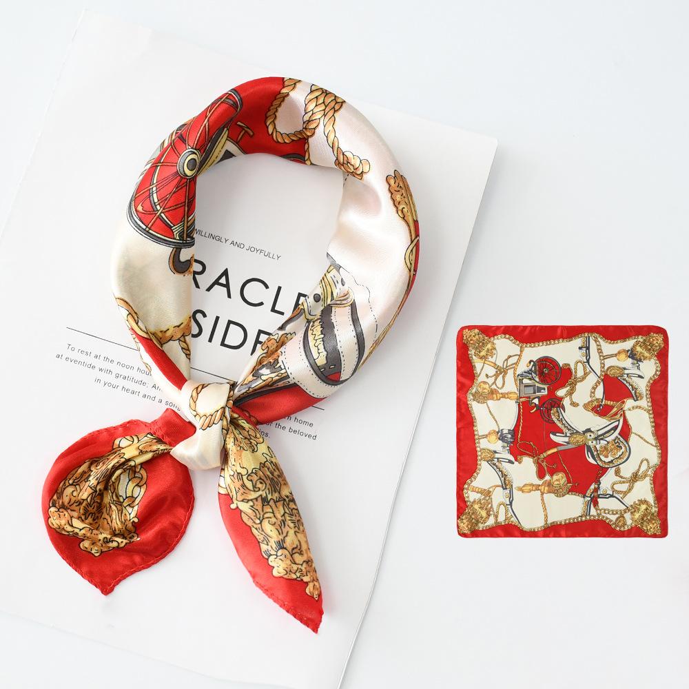 Новый модный высококачественный шелковый шарф квадратный шарф цепочка имитация шелка 50x50 маленький шарф для женщин