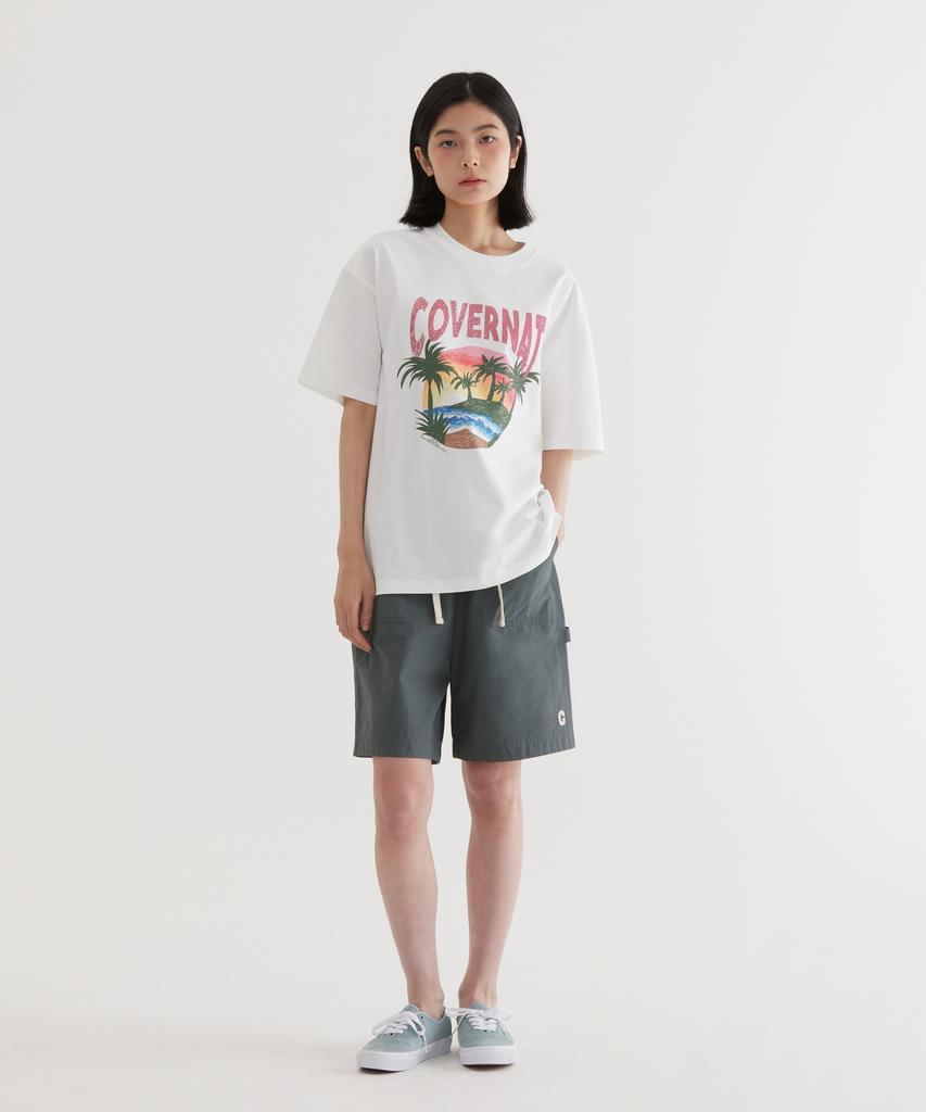 COVERNAT Tropical Graphic T-Shirt White