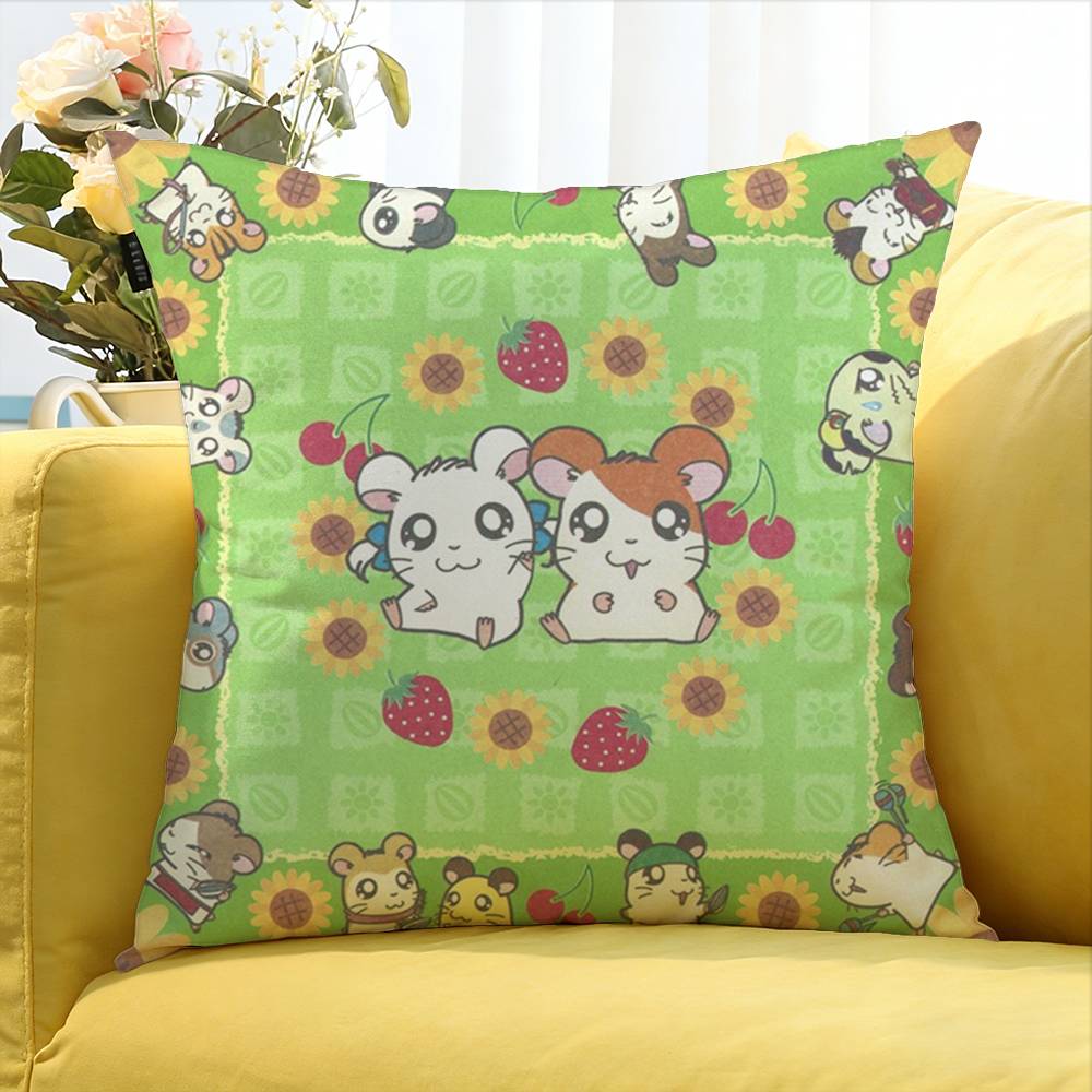 pc CUTE HHamtaro Kawaii World Various Sizes Square Pillow Case For Car Home Bedchamber Decor