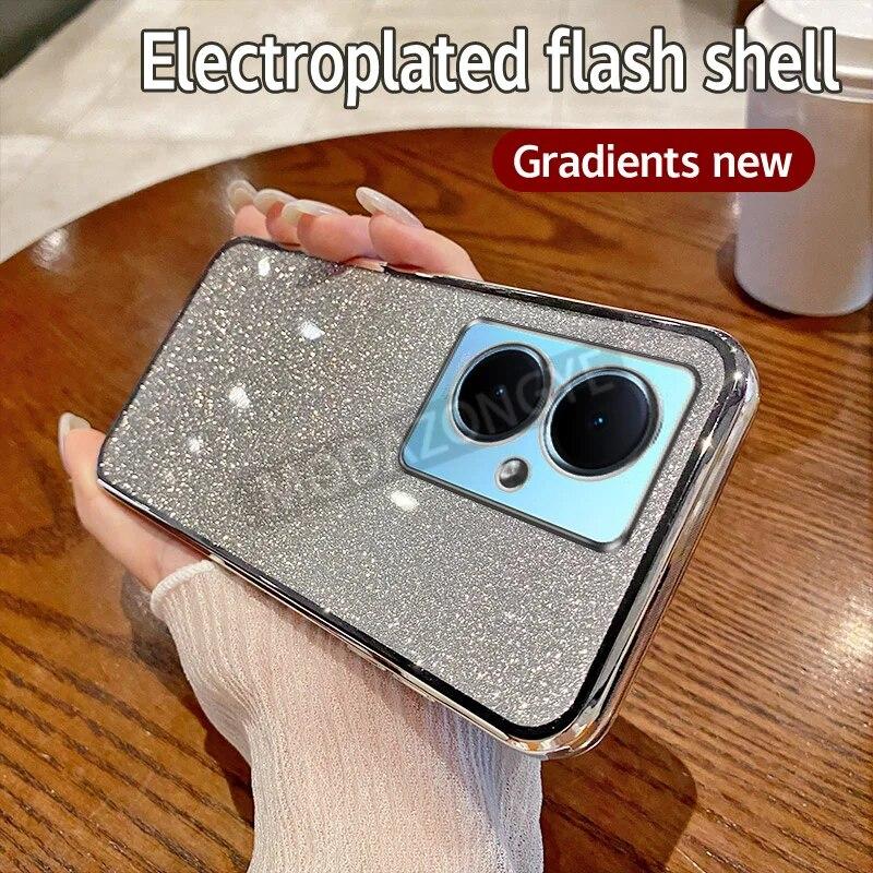 For VIVO Y78 5G Case Electroplating Luxury Soft Glitter TPU Back Cover VIVOY78 5G Phone Casing For Girl Woman