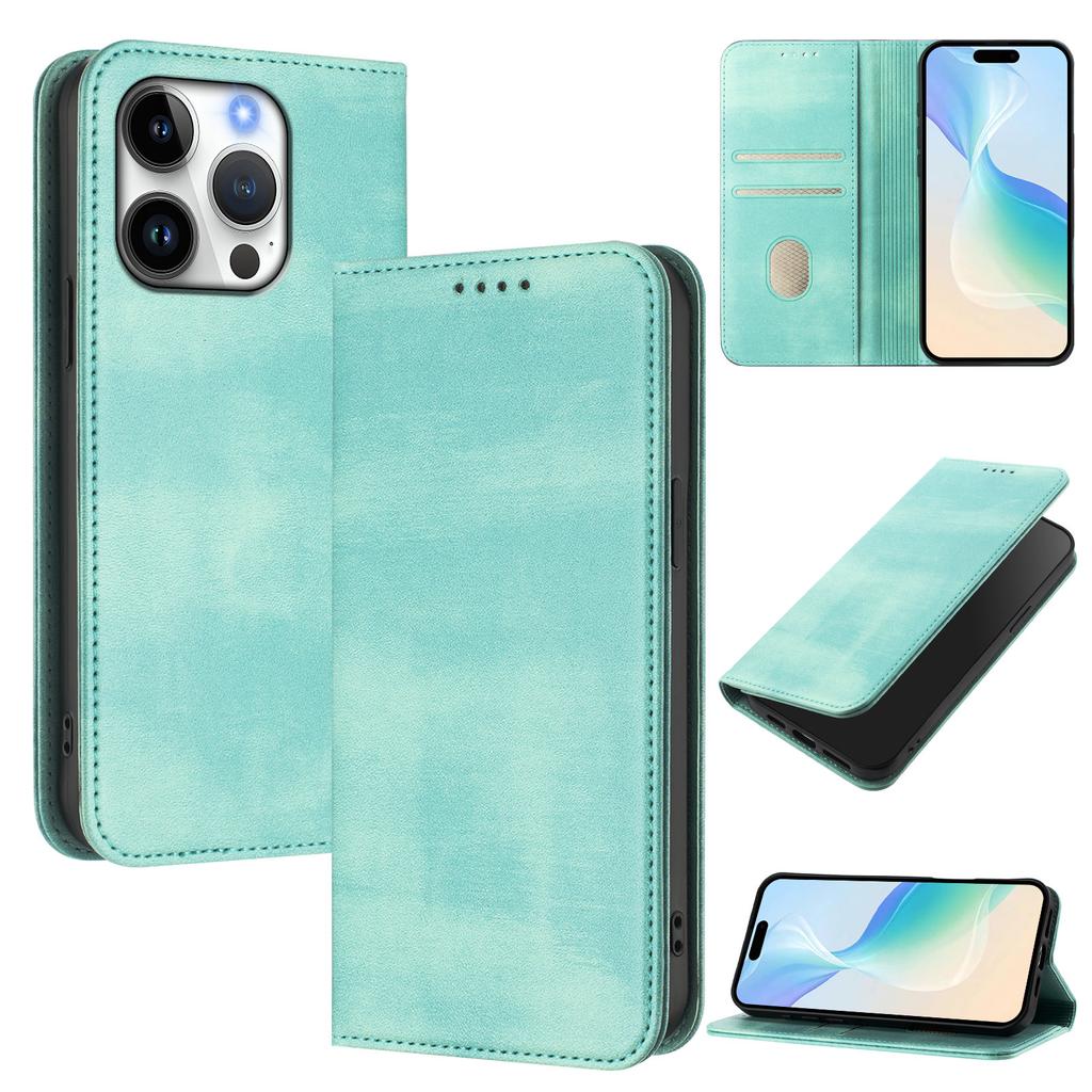 For iPhone 16 Pro Wallet Cases Retro Texture RFID Blocking Leather Phone Cover