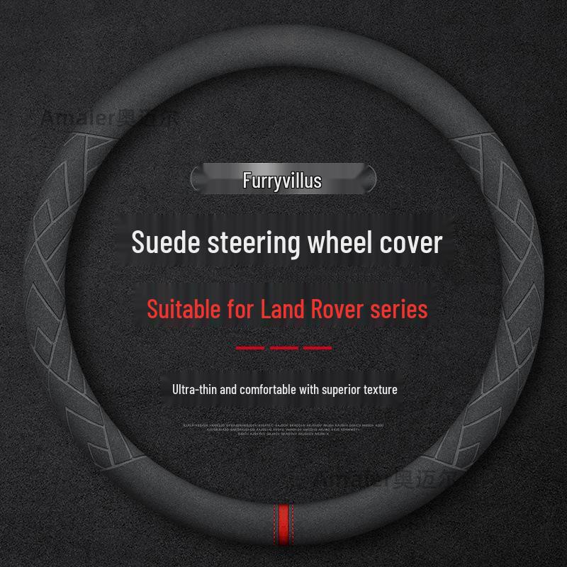 Plush Suede Steering Wheel Cover for Land Rover: Velar, Discovery, Range Rover Sport, Evoque, Defender