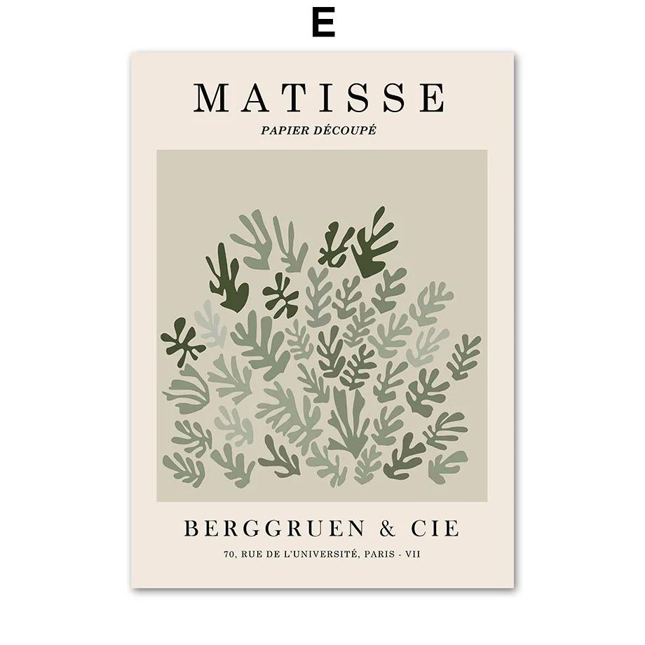 Matisse Green Leaf Coral Geometry Flower Market Posters And Prints Wall Art Canvas Painting For Living Room Decorative Pictures