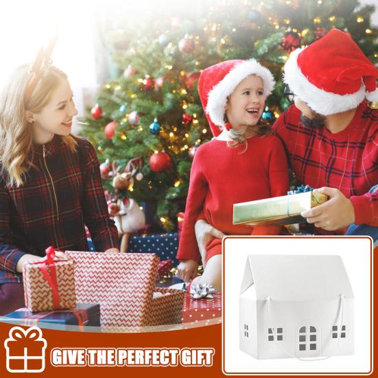 Рождественская Страна Чудес Коттедж Подарочная Коробка Многоразовая Праздничная Упаковка в Тему Домика Декоративная Памятная Коробка Зимнее Украшение для Дома