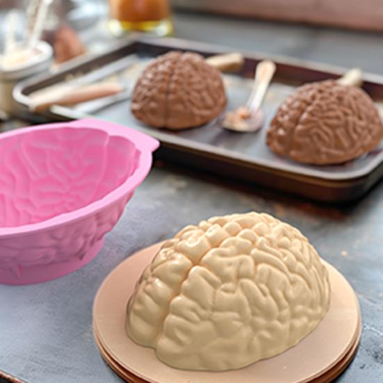 Silicone Brain Shape Mold Food Grade BPA Free Heat-Resistant Reusable 3D DIY Brain Cake Candy Dessert Mold