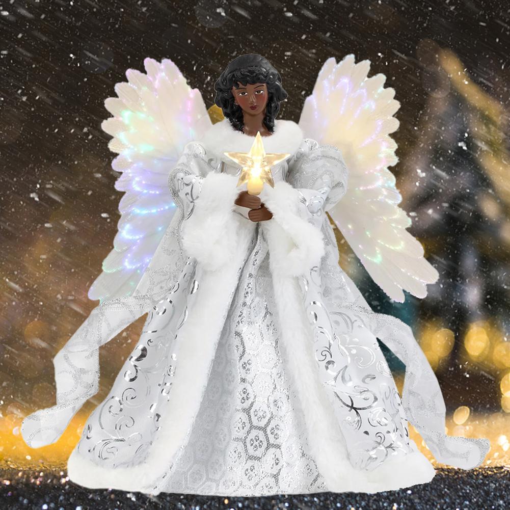 Рождественская елка Топпер Светящийся Ангел Рождественская елка Украшение для Рождества Праздник Дом Крылья Ангела Елочный Топпер Орнамент