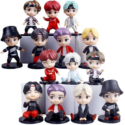 Набор из 7 фигурок BTS в стиле мультфильма, Милые фигурки Bangtan Boys, Коллекционные куклы K-pop для фанатов ARMY, Декор для стола