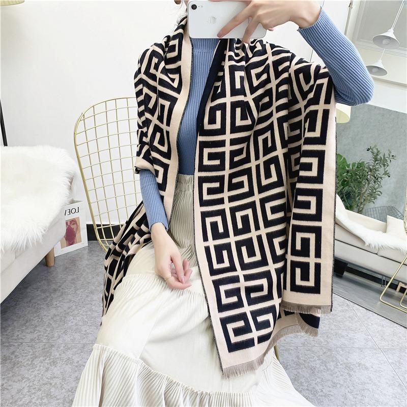 20 New Scarves Imitation Cashmere Fashion Autumn and Winter Warm Shawl Women's Dual-purpose Thickened Student Scarf