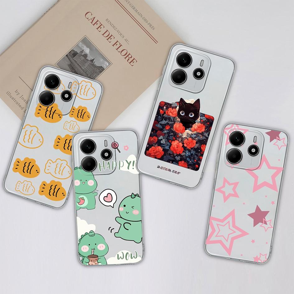 Забавные черные задние крышки для кота для Redmi Note 14 Pro Plus A3 K80 Pro A4 14R новый чехол для телефона эстетический дизайн жидкий силиконовый мягкий корпус для Redmi бампер