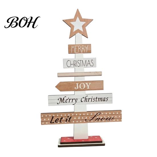 Winter Holiday Party Supplies Christmas Tree Ornament, Wooden Letter Sign Decorative Solid Wood Ornaments Compact Stable for Home Decor