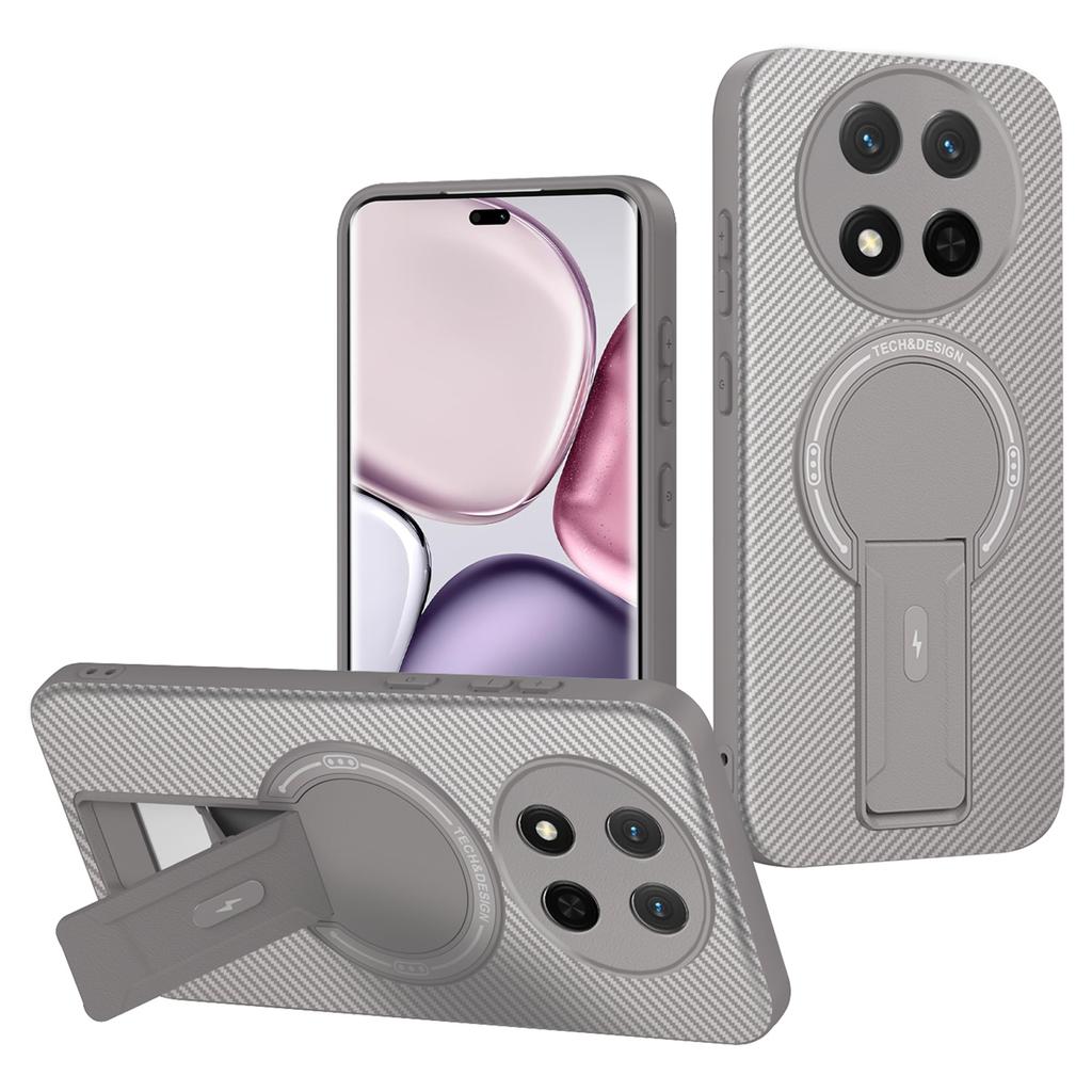 Чехол для телефона Honor X9c 5G/X60 Pro 5G/Magic7 Lite 5G с текстурой углеродного волокна, PC+TPU накладка с подставкой