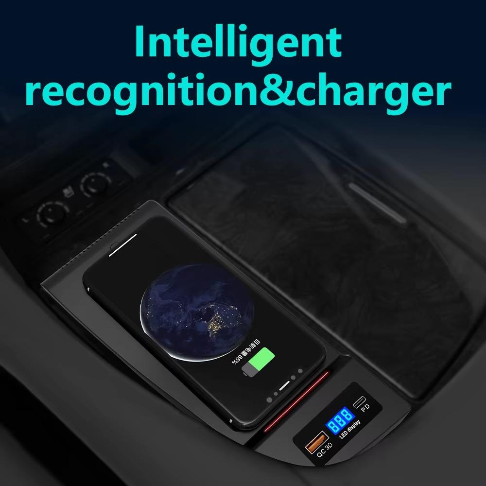 Индукционная зарядная панель QI 15 Вт для телефона iPhone, беспроводная зарядка, автомобильные аксессуары для Toyota Alphard 2015 2016 2017 2018-2021