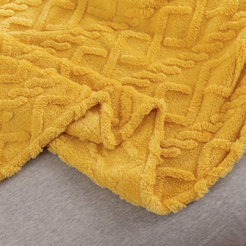 Однотонное жаккардовое флисовое одеяло с 3D ромбовидным узором из тафты для всех сезонов