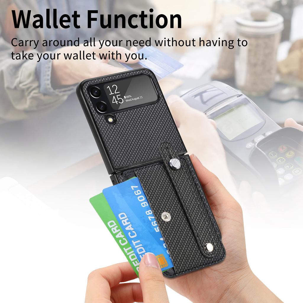 Портативный браслет из углеродного волокна, чехол для Samsung Galaxy Z Flip 4 5 5g Flip4 Flip5 Flip3 Flip 3 Zflip4 Zflip5, сумка-держатель для карт