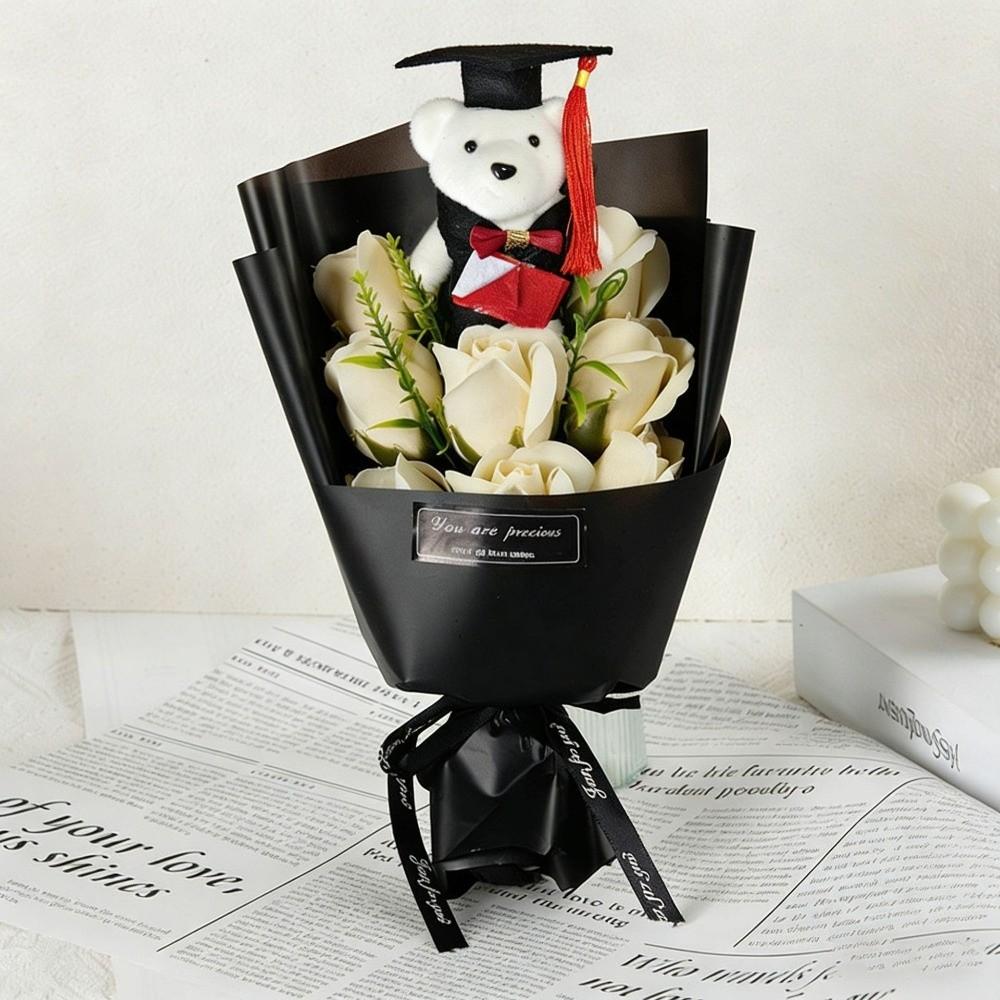 Bear Animal Bear Graduation Bouquet Lovely Bow Tie Bear Plush Bouquet Decoration Birthday Party