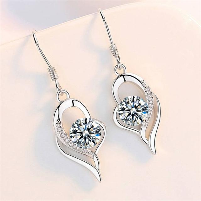 Новые женские серьги из стерлингового серебра 925 пробы с подвеской в форме сердца, высокого качества, синие, розовые, белые, фиолетовые, модные серьги, ювелирные изделия
