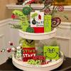 6PCS Christmas Tiered Tray Decor Wooden Signs Wood for Xmas Kitchen Decor