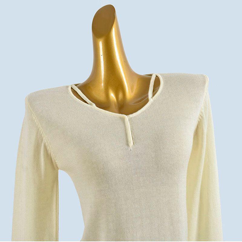 Semi-Transparent Lightweight Knitting Long Sleeves Tops Women's Six Wool Spring and Summer Inner Wear Thread Fitted Slimming Sweater Outwear