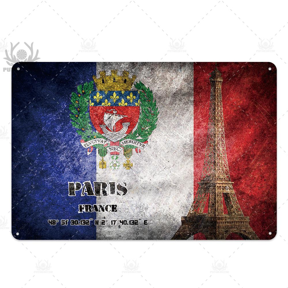 Decor Paris Vintage Tin Sign Plaque Metal Retro British Coffee Bar House Home Living Room Decorative Wall Poster