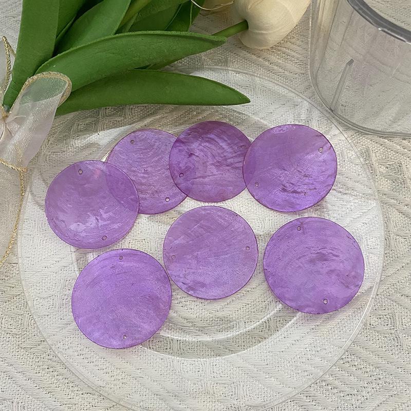 100PCS DIY Lighting Fixture Wind Chime Accessories Semi Transparent Soft Shell Circular Double Hole Mirror Raw Materials 50mm