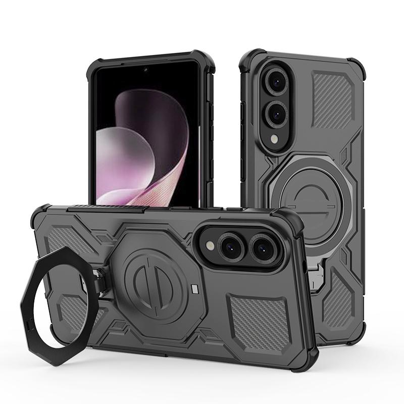 KEYSION Противоударный магнитный чехол для Samsung S25 Ultra 5G S25+Plus с вертикальной живой металлической кольцевой подставкой, чехол для телефона Galaxy S25 Edge