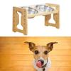 Ergonomic Pet Feeder Bowl With Removable Stainless Steel Bowls 5 Adjustable Height NonSlip Wood Base Dog Feeding Station