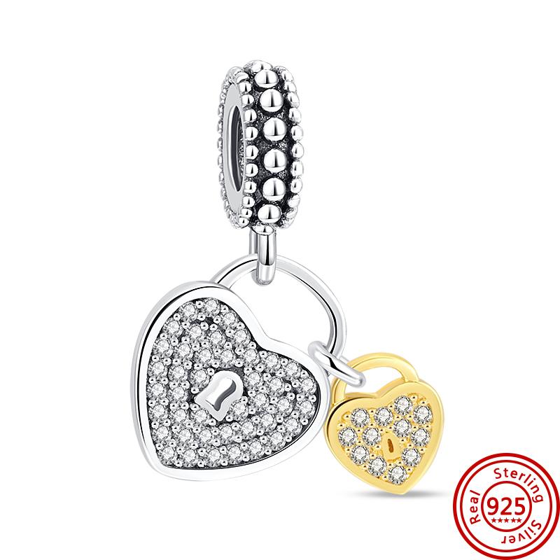 Распродажа 925 пробы серебряные бусины в форме сердца для замков, подвеска, подходит для оригинального браслета с подвесками, ювелирные изделия, подходящие для девушки, жены, подарок