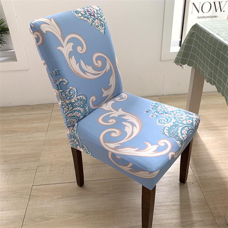 Printing Chair Covers Elastic Dining Room Seat Cover Spandex Dustproof Chair Protective Case for Home Office Restaurant Banquet