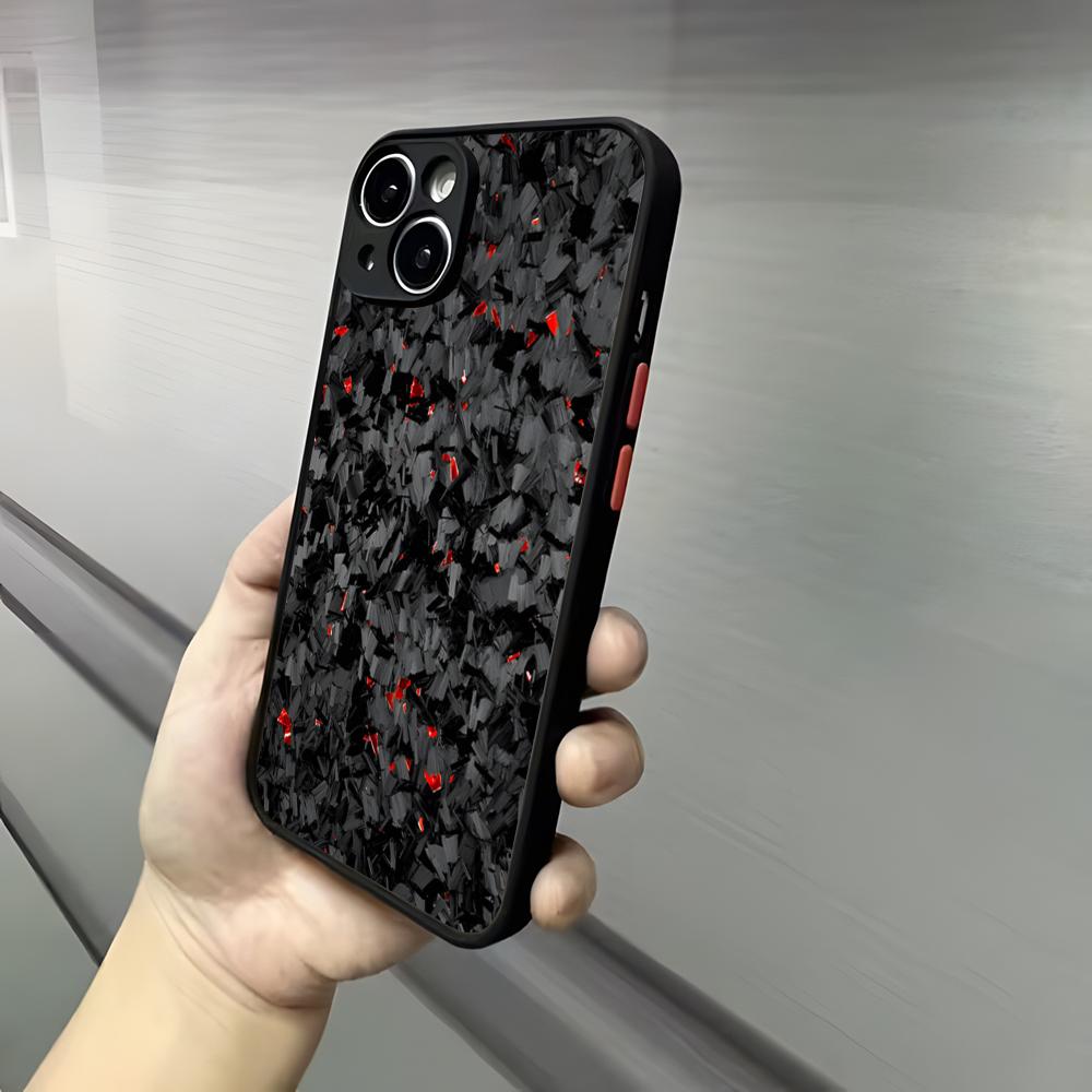 Чехол для телефона из углеродного волокна и кованого углеродного волокна Для iPhone 17 16 15 14 13 12 Pro Max Xr Air Plus Черный жесткий чехол с ощущением кожи