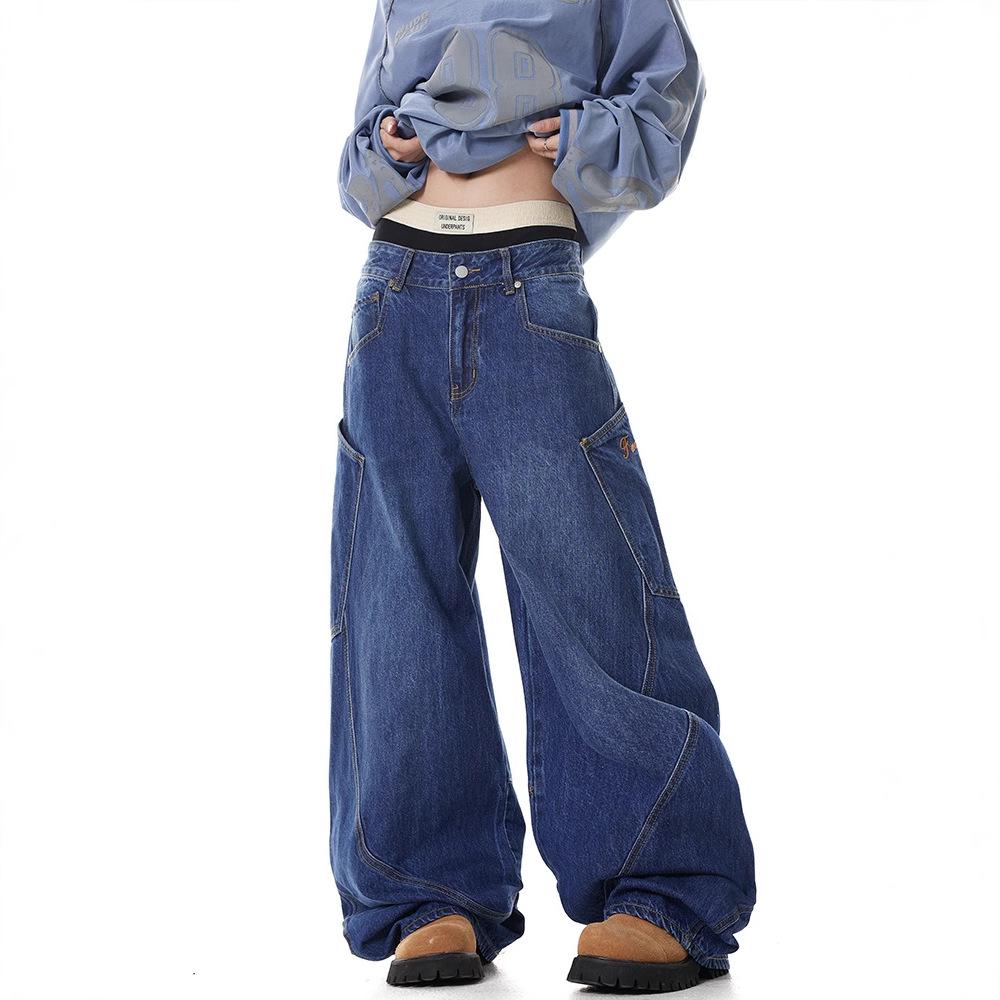 Джинсы JYL для мужчин Bootcut Винтажный дизайн Свободные Широкие Штаны Джинсовые в Пол