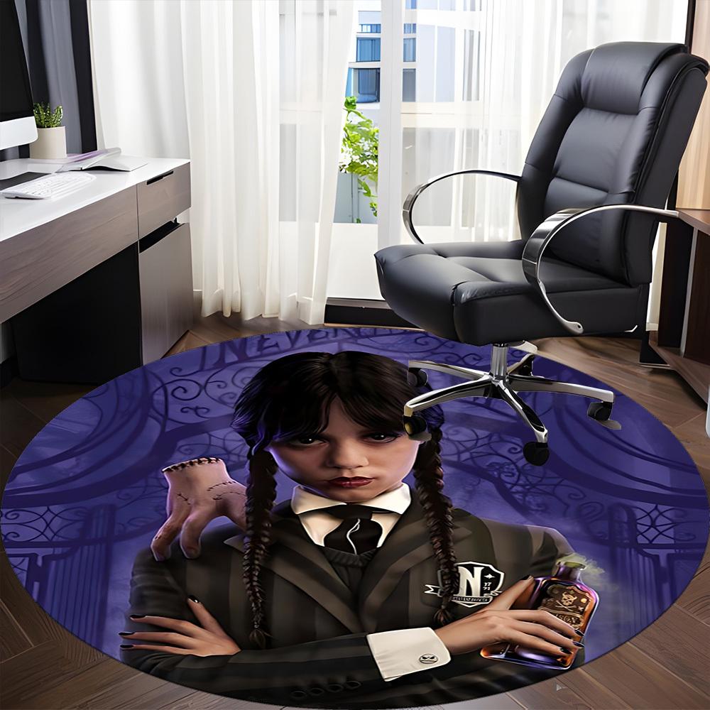 1 шт. Круглый коврик для офиса Уэнсдей Аддамс, Нескользящий, Мягкий и прочный офисный коврик для декора интерьера, Идеально подходит для офиса, Красивое украшение